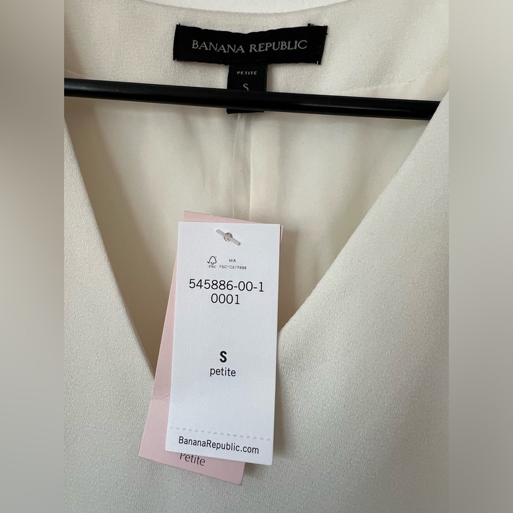 Banana republic cap sleeve v-neck cocoon mini dress in off white. petite small - Picture 10 of 15